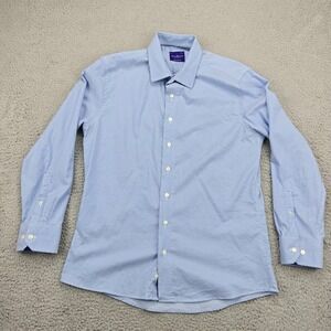 Savile Row Co Dress Shirt Mens 16.5 32/33 Blue Extra Slim Fit Long Sleeve